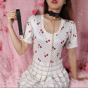 Leather Bow Choker Chain Necklace